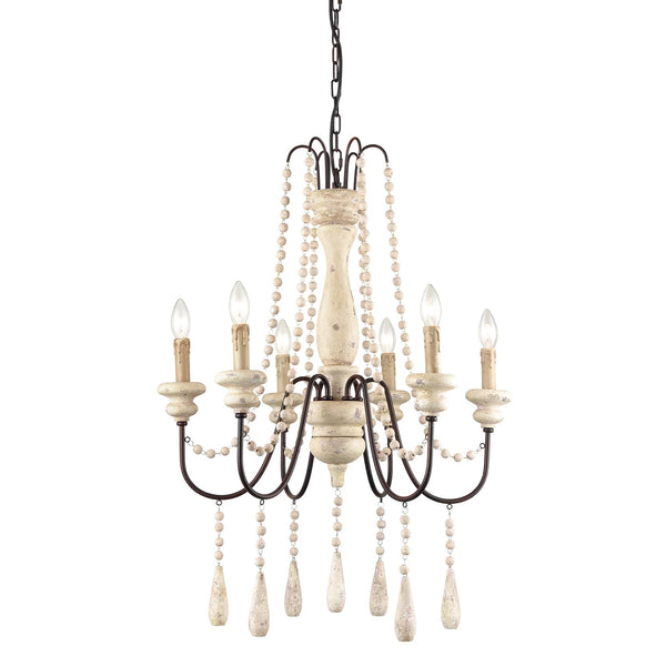 Handmade Distressed Candle Chandelier with  6 Lights